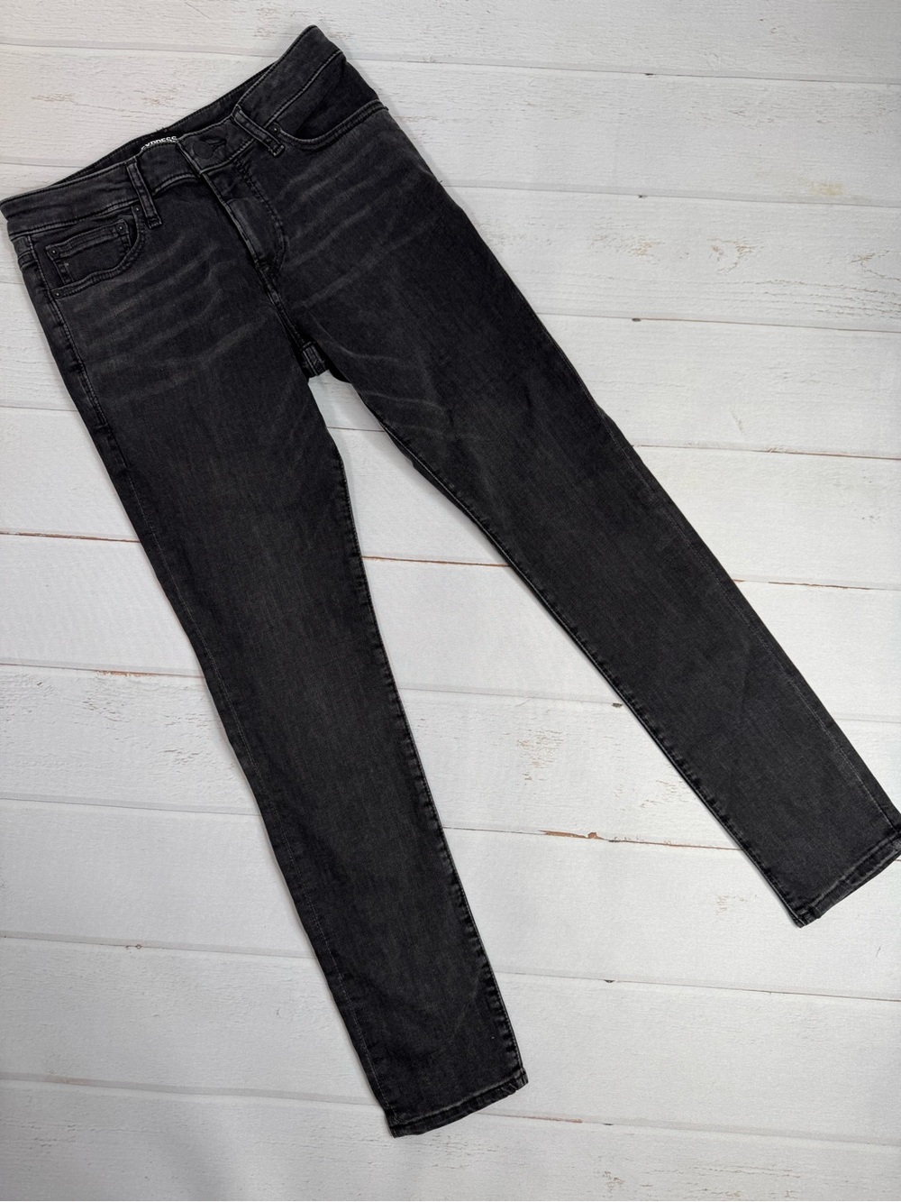 Express Men's Skinny Jeans Black Wash Stretch Denim 28x30
